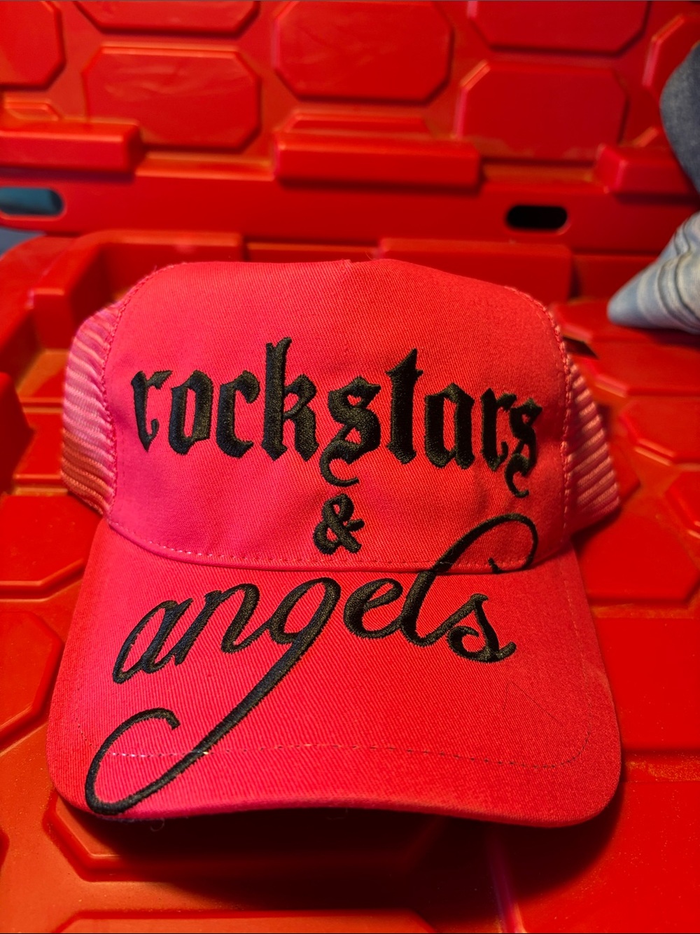Vintage Y2K Rockstars & Angels Black & Pink Trucker Hat Punk Grunge Cap NWT